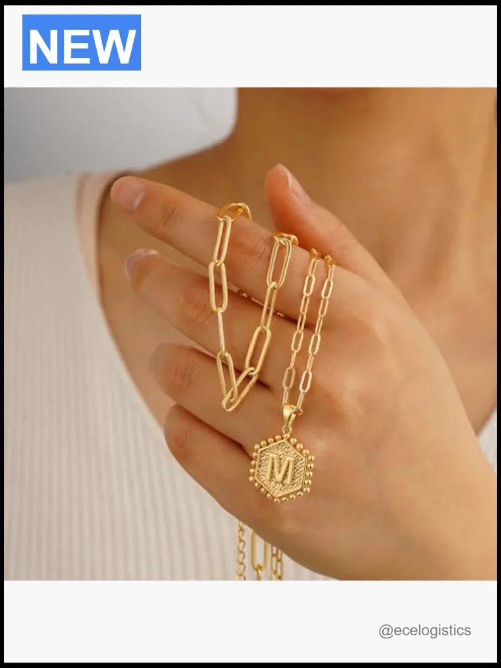 Dainty Initial Pendant Layering Necklace Set 14K Gold Plated Long Chain